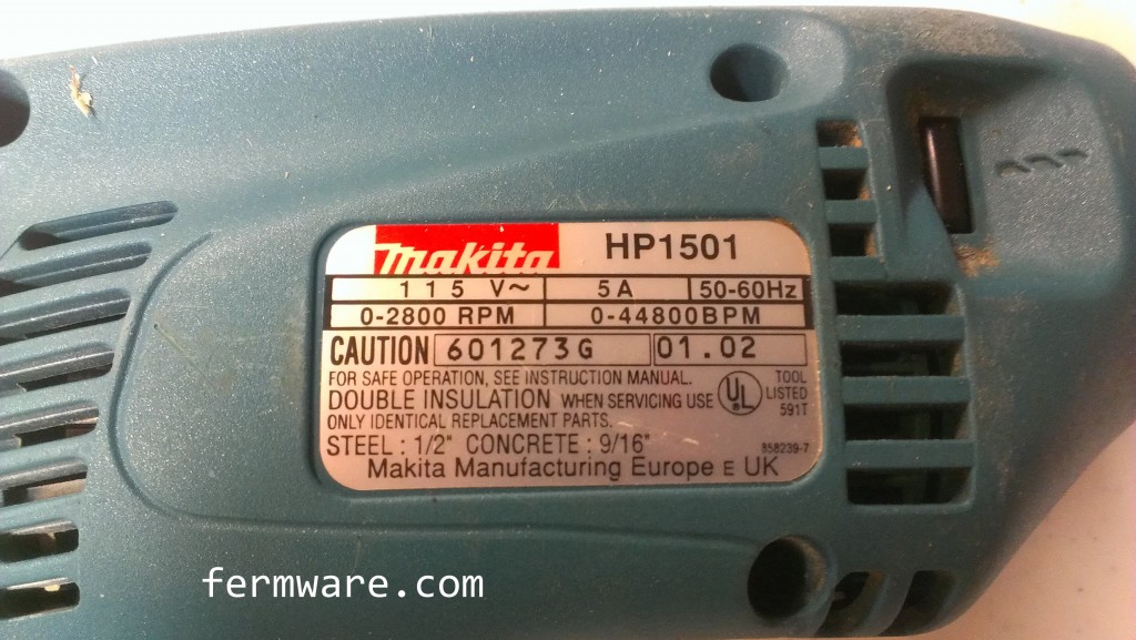 007aHomer Hopper Makita HP1501 Drill Label